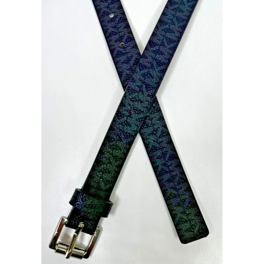 Michael Kors Belt Black Silver Tone Buckle Sz M Ladies MK logo Man Made